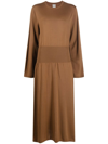 Totême Long-sleeved Wool Dress In Brown