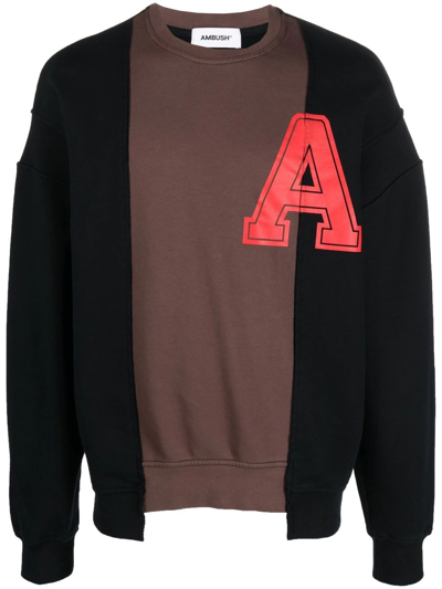 Ambush Logo Printed Color-block Crewneck Sweatshirt In Multi