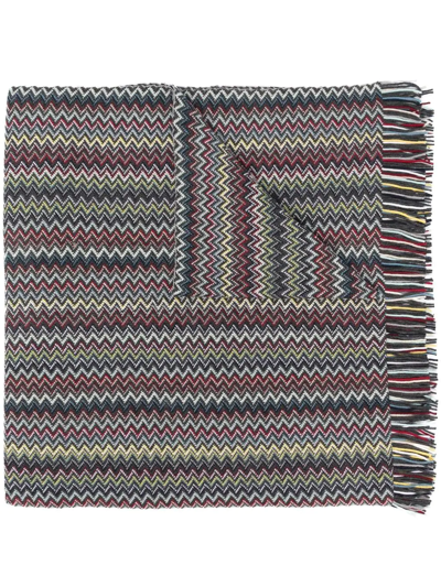Missoni Micro Zig-zag Wool Scarf In Multicoloured