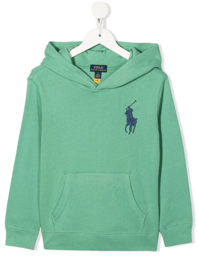 Polo Ralph Lauren Embroidered-logo Pullover Hoodie In Grün
