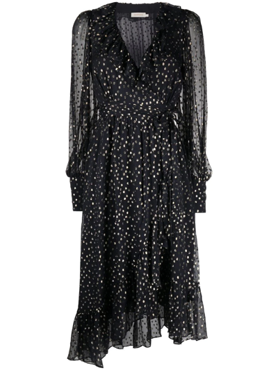 Zimmermann Polka-dot Silk Midi Dress - Women's - Silk/viscose/metallic Fibre In Blue