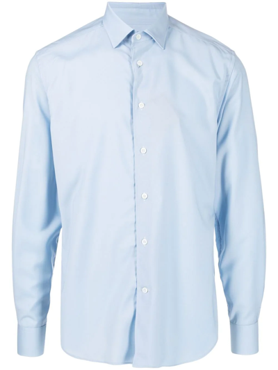 Corneliani Long-sleeve Wool Shirt In Weiss
