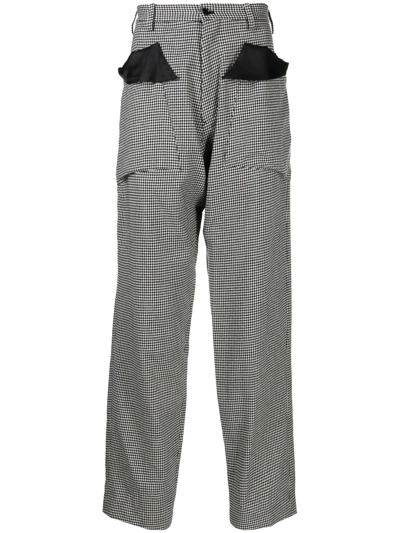 Sulvam Houndstooth Wide Tapered Trousers In White