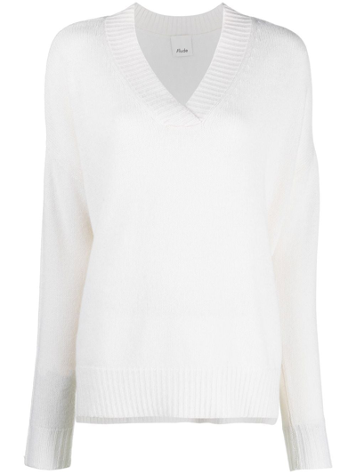 Allude V-neck Long-sleeve Jumper In Nude
