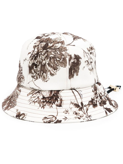 Erdem Penrose Jouy Denim Bucket Hat In White