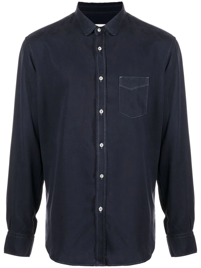 Officine Generale Lipp Tonal-stitch Shirt In Black