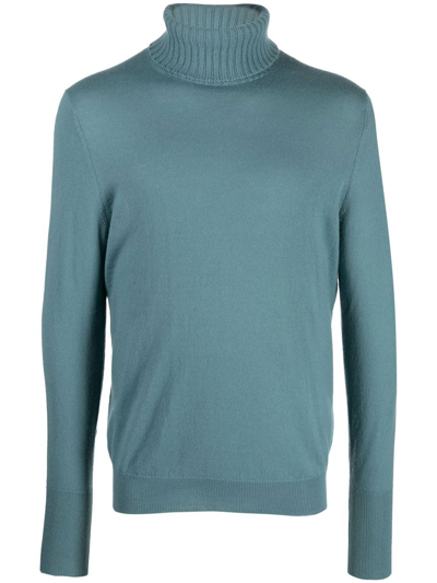 Ballantyne Roll Neck Cashmere Jumper In Blau