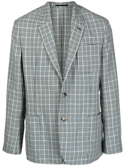 Paul Smith Checked Single-breasted Blazer In Green