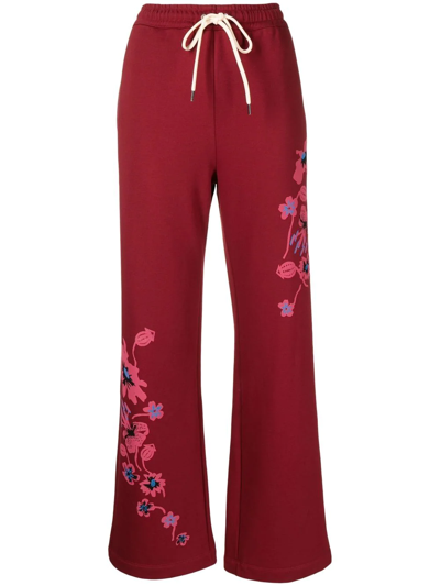 Ps By Paul Smith Floral-print Track Pants In Red