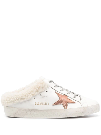 Golden Goose Superstar Shearling-lined Leather Slip-on Sneakers In White