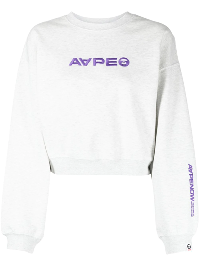 Aape By A Bathing Ape Embroidered-logo Long-sleeve Sweatshirt In Grau