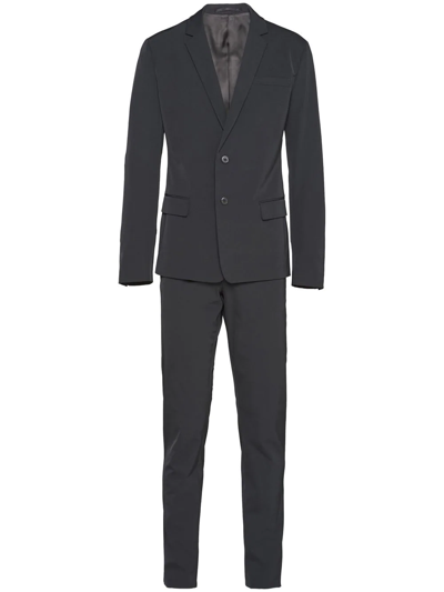 Prada Single-breasted Techno Stretch Suit In Black