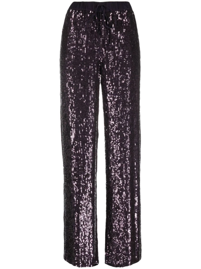 P.a.r.o.s.h Sequin-embellished Straight-leg Trousers In Black