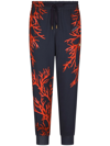 Dolce & Gabbana Coral-print Cotton Track Pants In Blau