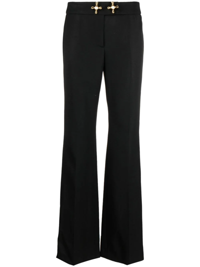 Moschino Tap-detail Wool Trousers In Black