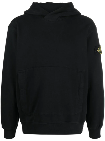 Stone Island Compass Patch Hoodie In Black