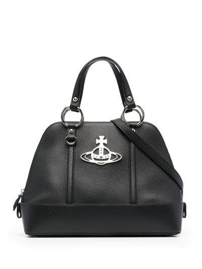 Vivienne Westwood Jordan Medium Leather Handbag In Black