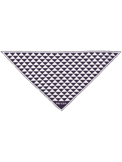 Prada Geometric-print Silk Scarf In White