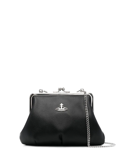 Vivienne Westwood Orb-plaque Recycled Leather Clutch In Schwarz