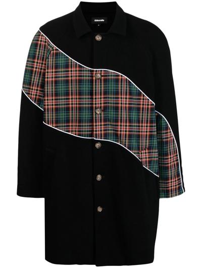 Ahluwalia Wool-blend Tartan Stripe Coat In Grün