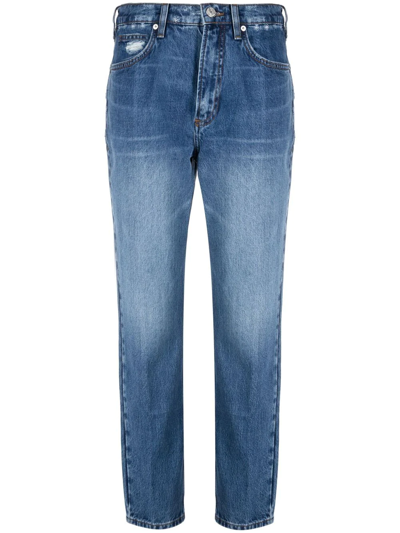 Frame High 'n' Tight Tapered-leg Jeans In Blau