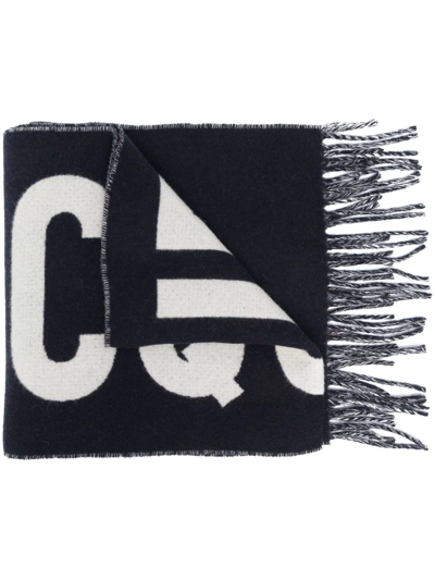 Jacquemus Le Charpe Navy Logo Wool Scarf - Navy Blue In Pink