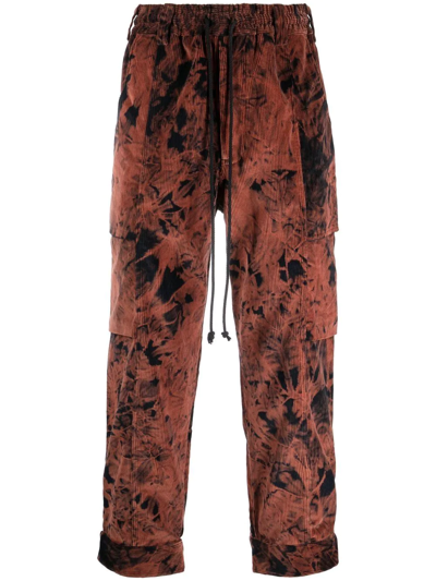 Song For The Mute Tie-dye Layered-pocket Trousers In Rust