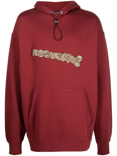 Jacquemus Red Le Papier 'le Sweatshirt Spirale' Hoodie In Print Logo Spiral Dk