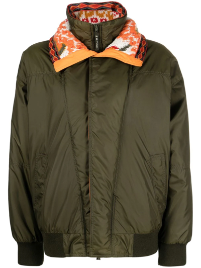 Etro Knitted-panel Padded Jacket In Grün