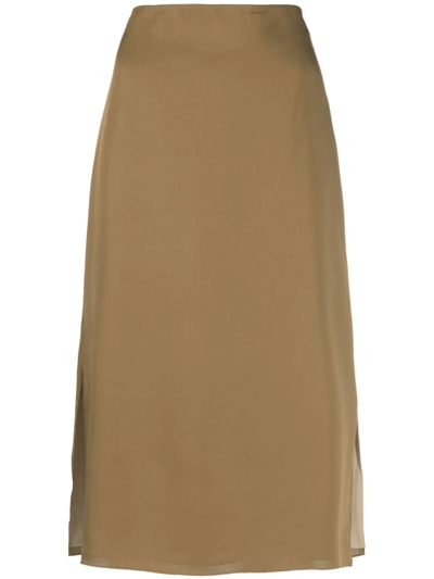 Theory Side Slit-detail Mid Skirt In Flm