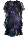 Dsquared2 Ruffle-detail Mini Dress In Blau