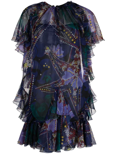 Dsquared2 Ruffle-detail Mini Dress In Multicolour