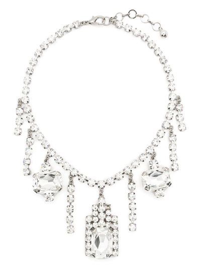 Alessandra Rich Crystal-drop Necklace In Silver