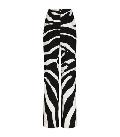 Dolce & Gabbana Zebra Print Wide-leg Trousers In Black/white
