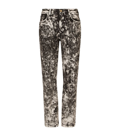 Dolce & Gabbana Marble Print Boyfriend Jeans In Monochrome