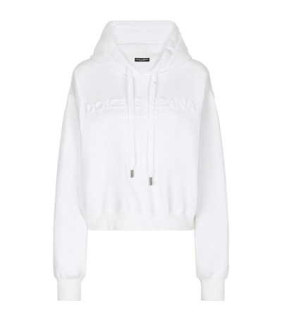 Dolce & Gabbana Boxy-cut Hoodie With Embossed Logo In White