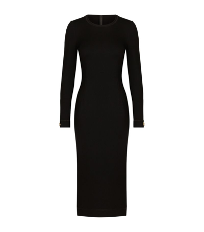 Dolce & Gabbana Long Sleeve Jersey Midi Dress In Black