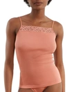 Hanro Moments Lace-trimmed Mercerized Cotton Camisole In Sweet Pepper