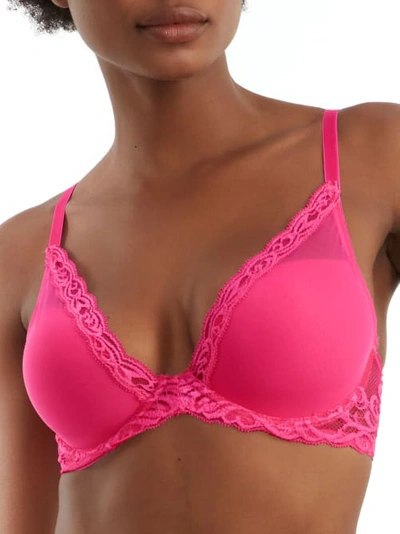 Natori Feathers Plunge Bra In Berry Fizz