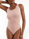Wolford Fine-ribbed Thong Bodysuit In Powder Pink