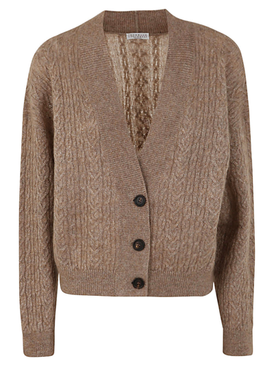 Brunello Cucinelli 's Beige Cardigan In Brown