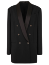 Brunello Cucinelli Jacket Double Breasted Satin Lapel In Black