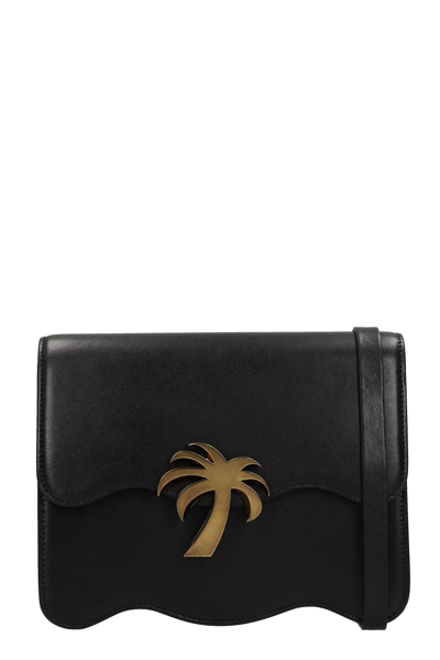 Palm Angels Palm Plaque Foldover Shoulder Bag In Black