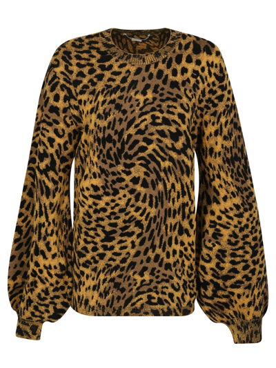 Stella Mccartney Leopard Jacquard-knit Jumper In Brown