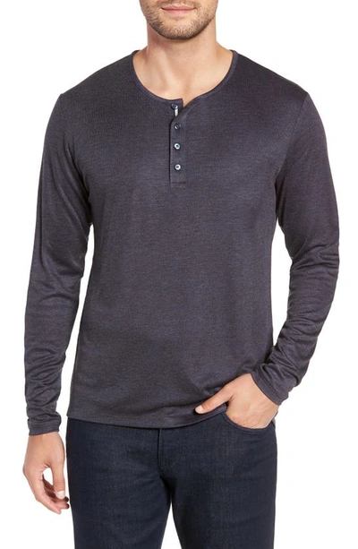 Stone Rose Regular Fit Henley In Navy