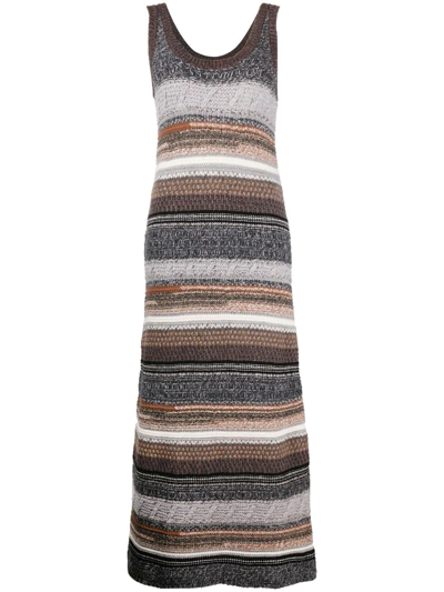 Chloé Sleeveless Chunky Striped Knitted Maxi Dress In Multicolour