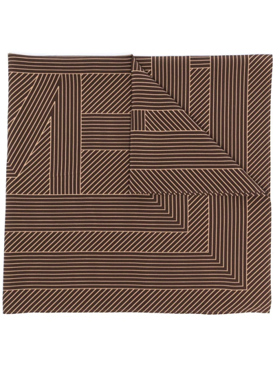 Totême Striped Monogram Print Scarf In Brown