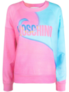 Moschino Ladies Projection Print Cotton Sweatshirt In Pink