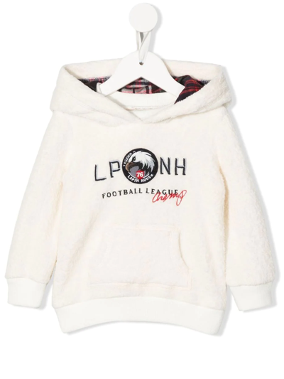 Lapin House Babies' Faux-shearling Embroidered Hoodie In White