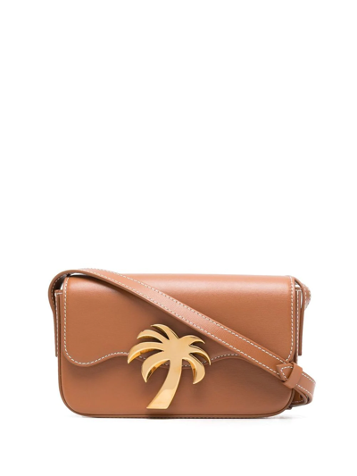 Palm Angels Logo-plaque Shoulder Bag In Brown